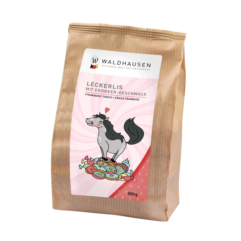 Kids Friandises en cœur Waldhausen - Friandises cheval fraise 500g - Le Paturon