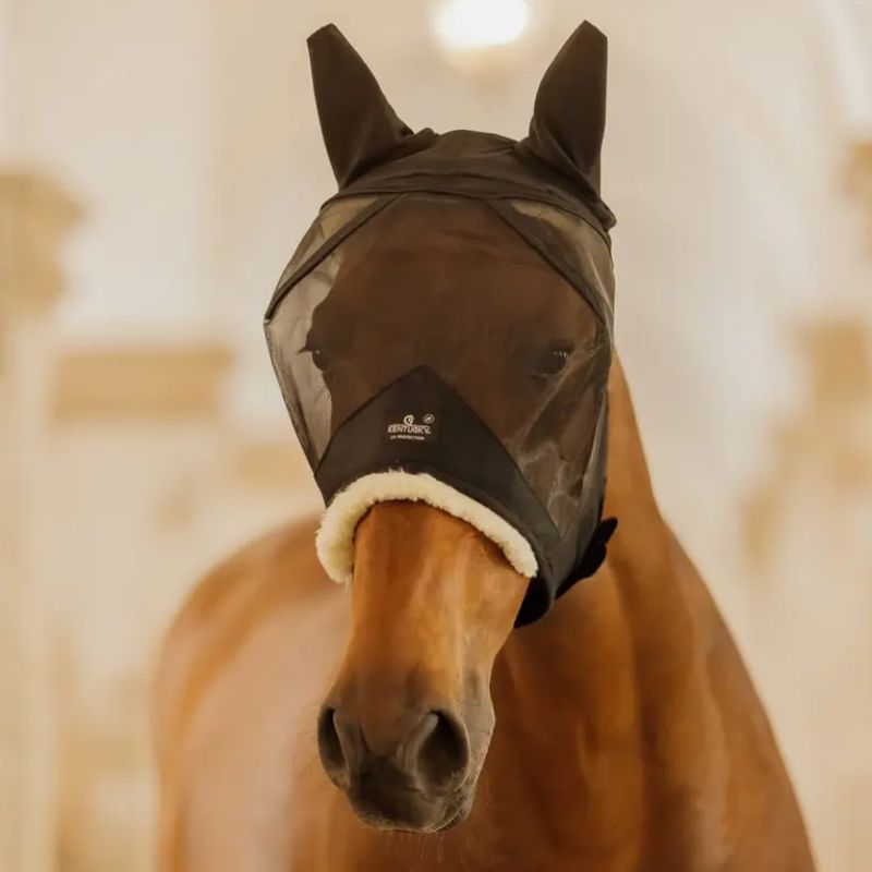 Masque anti-mouche anti-UV cheval peau sensible Skin Friendly avec oreilles Kentucky noir - Le Paturon
