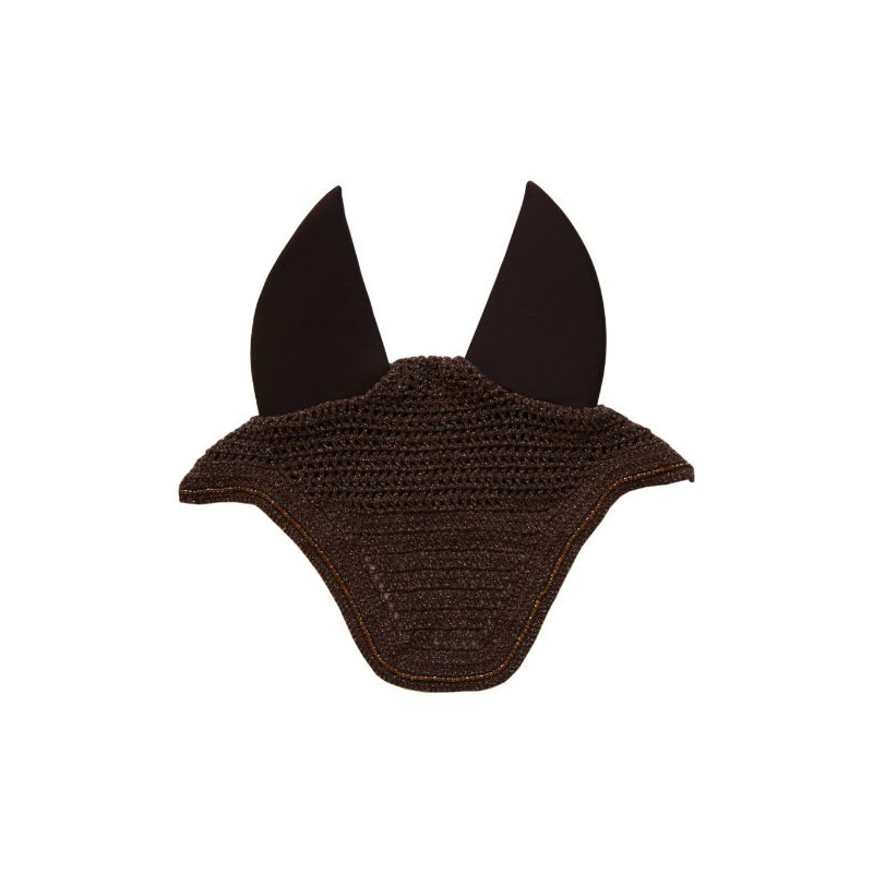 Bonnet anti-mouche cheval Kentucky Horsewear Wellington Sparkling Soundless anti-bruit chocolat - Le Paturon