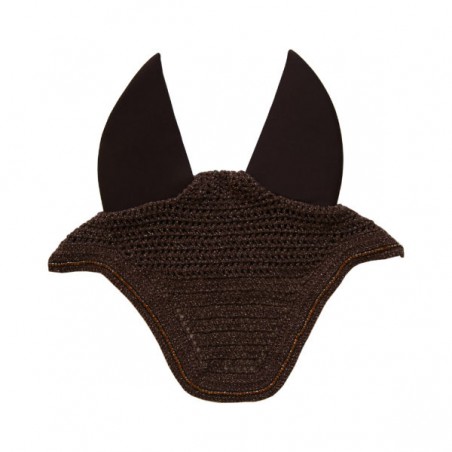 Bonnet anti-mouche cheval Kentucky Horsewear Wellington Sparkling Soundless anti-bruit chocolat - Le Paturon