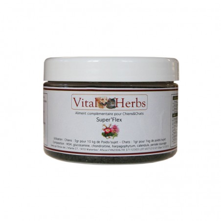 1 superflex chiens, vital herbs, santé chat et chien