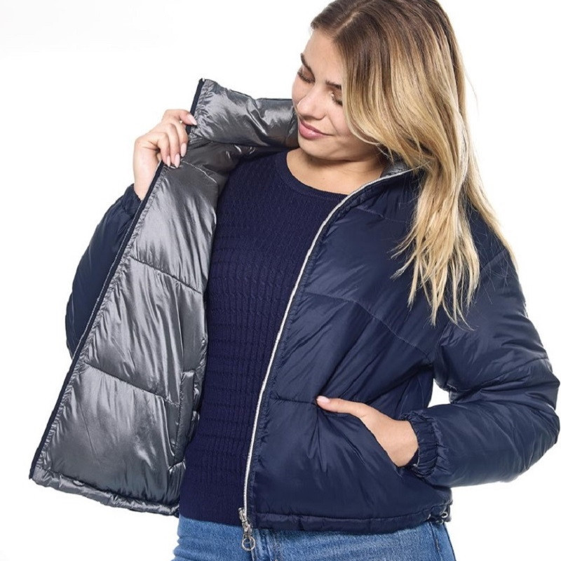 Doudoune réversible femme équitation Puffer Janari Harcour marine argent - Le Paturon