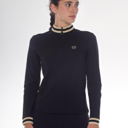 Polo équitation femme technique Alpha Harcour noir - Le Paturon