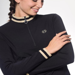 Polo équitation femme technique Alpha Harcour noir - Le Paturon