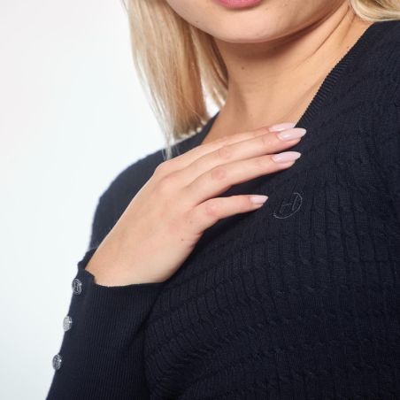 Pull équitation femme Pompadou Harcour noir - Le Paturon