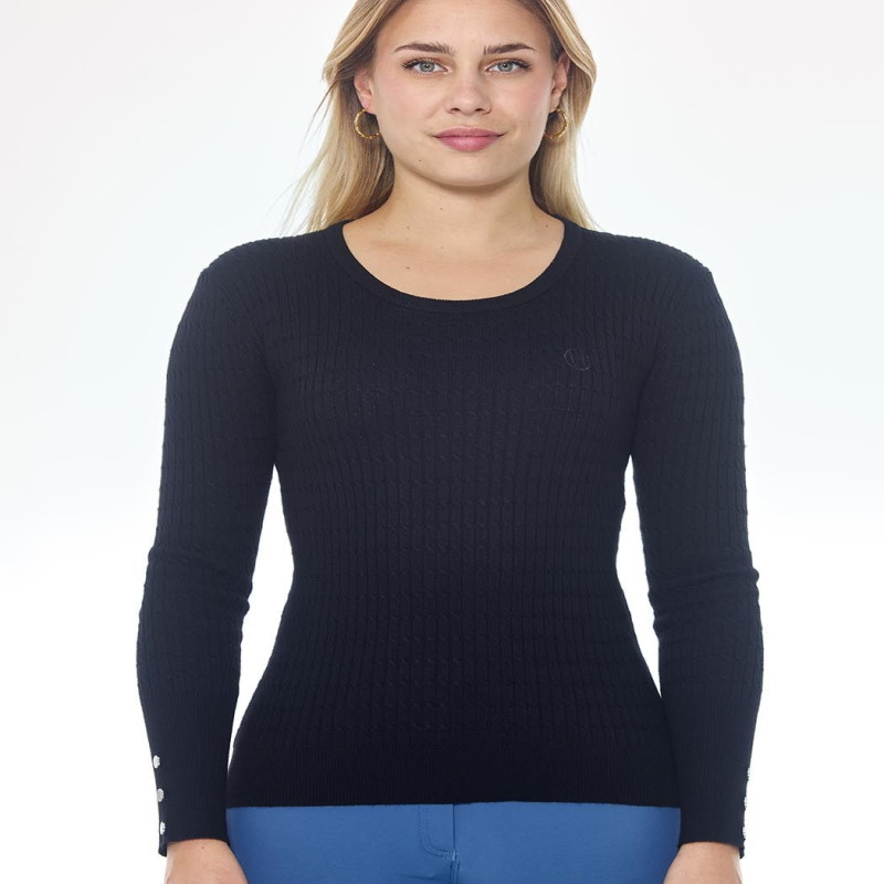 Pull équitation femme Pompadou Harcour noir - Le Paturon