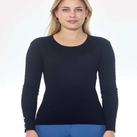 Pull équitation femme Pompadou Harcour noir - Le Paturon