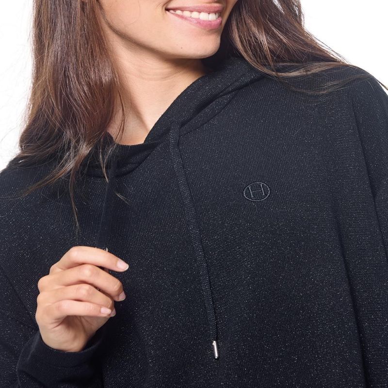 Sweat femme équitation Swambo Harcour noir brillant - Le Paturon