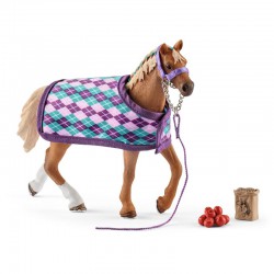 1 Schleich Chevaux Pur-sang anglais avec sa couverture,Schleich,Schleich