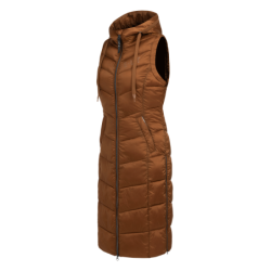 Doudoune équitation femme longue sans manches Ostende ELT cannelle