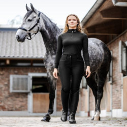 Pantalon équitation femme taille haute Oktavia Curved ELT noir - Le Paturon