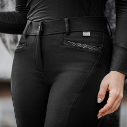 Pantalon équitation femme taille haute Oktavia Curved ELT noir - Le Paturon