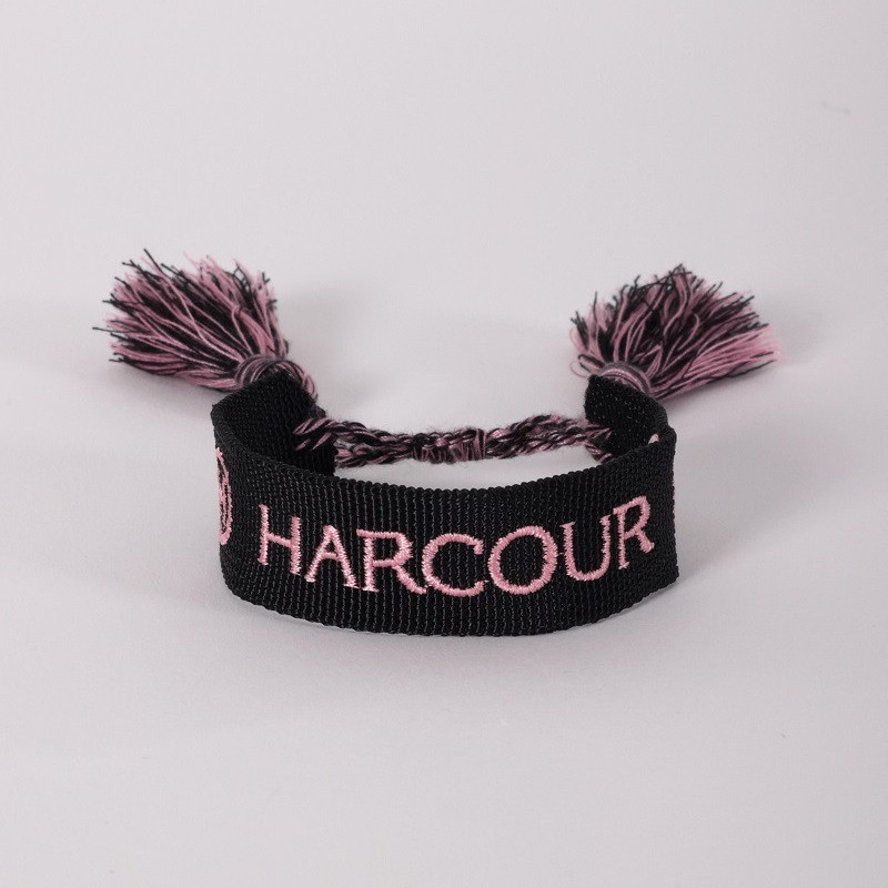 Bracelet équitation Octobre Rose Harcour noir rose - Le Paturon