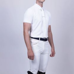 Polo concours équitation homme Preston Harcour blanc - Le Paturon