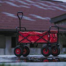 Chariot 4 roues concours équitation Stable Pro rouge - Le Paturon