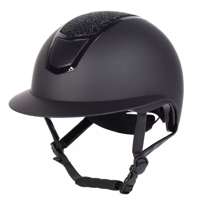 Casque D'équitation Harry's Horse Sparkle - Taille 56-58 Cm, Norme VG1, Finition Brillant Noir-argenté
