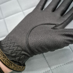 Gants équitation Classic Diamond Glovers noir or - Le Paturon