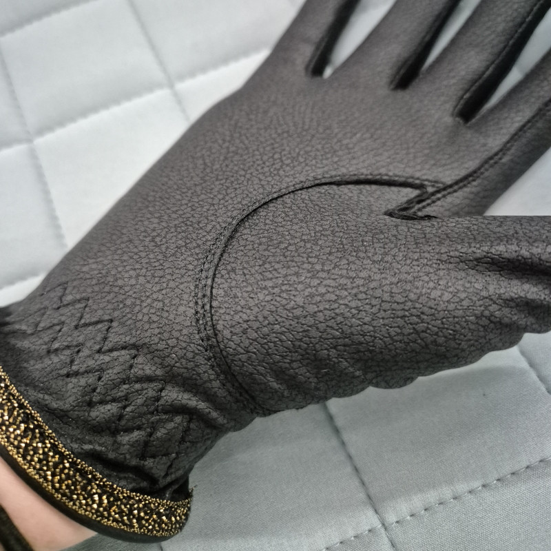Gants équitation Classic Diamond Glovers noir or - Le Paturon