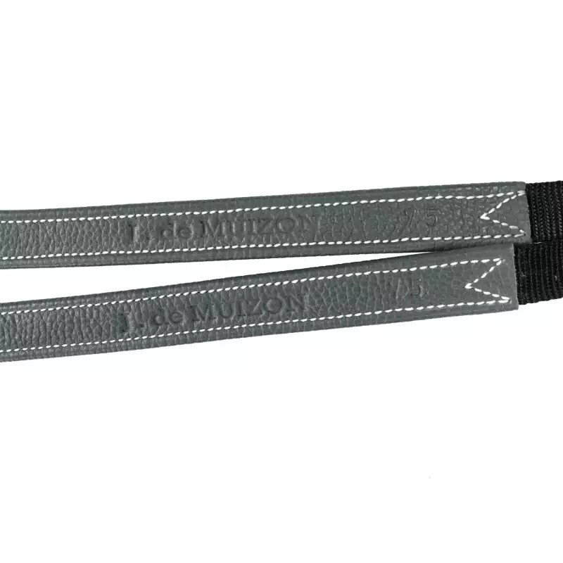 Étrivières cheval monobrin nylon cuir de veau boucle ardillon De Muizon Créations gris - Le Paturon