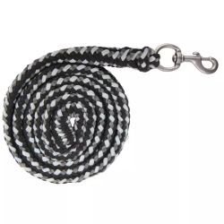 Longe cheval coton tressé Plus Waldhausen mousqueton 2m noir gris - Le Paturon