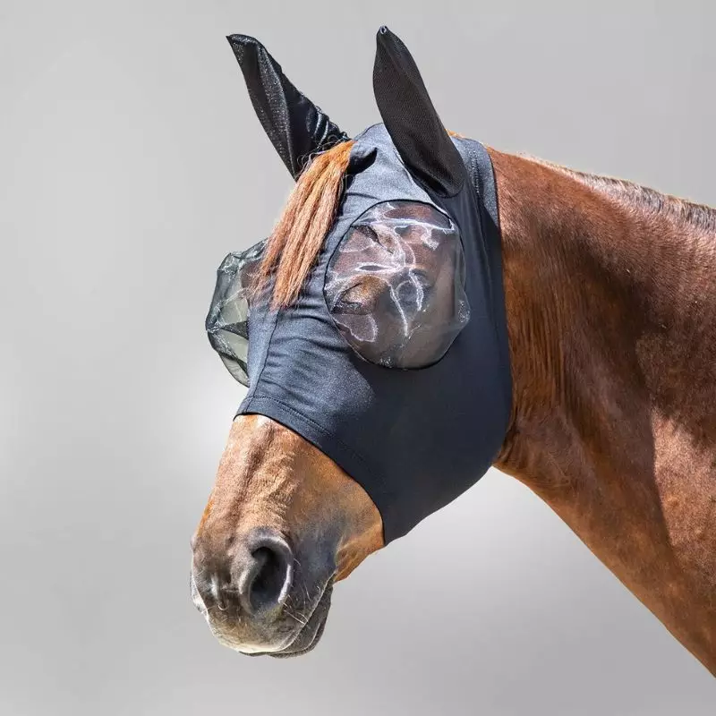 Masque anti-mouche cheval Puck lycra Waldhausen noir - Le Paturon