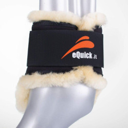 Protège-boulets cheval mouton velcro E-Shock E-Fluidgel eQuick marron - Le Paturon