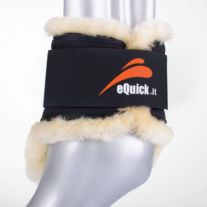 Protège-boulets cheval mouton velcro E-Shock E-Fluidgel eQuick marron - Le Paturon