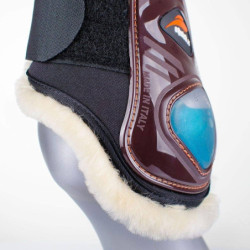 Protège-boulets cheval mouton velcro E-Shock E-Fluidgel eQuick marron - Le Paturon