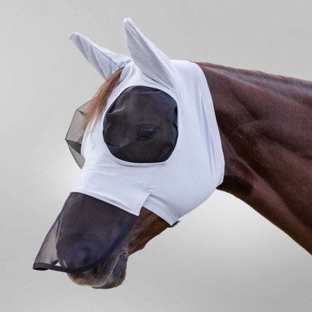 Masque anti-mouche cheval lycra Puck Intégral Waldhausen Gris argent  - Le Paturon