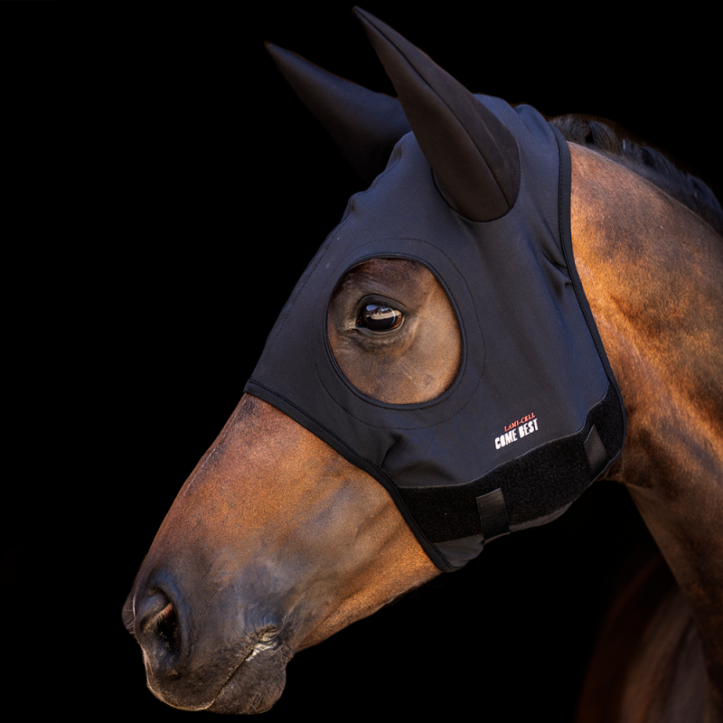 Masque anti-stress cheval Come Best Titanium Lami-Cell avec oreilles noir - Le Paturon