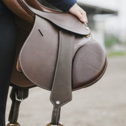 Etrivières cheval larges monobranches cuir Confort havane - Le Paturon