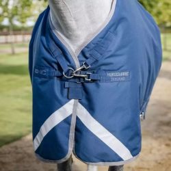 Couverture cheval extérieur thérapeutique Rambo Ionic 100g Horseware bleu argent - Le Paturon