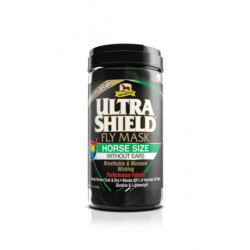 Masque anti-mouche anti-uv cheval sans oreilles Ultra Shield Absorbine Noir Horse - Le Paturon
