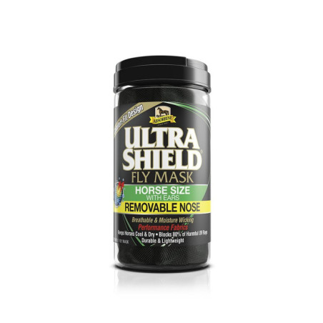 Masque anti-mouche anti-uv cheval intégral Ultra Shield Absorbine Noir - Le Paturon