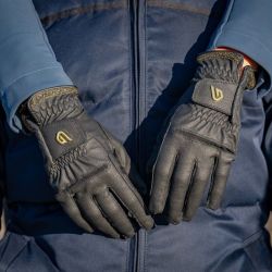 Gants équitation Classic Diamond Glovers noir or - Le Paturon