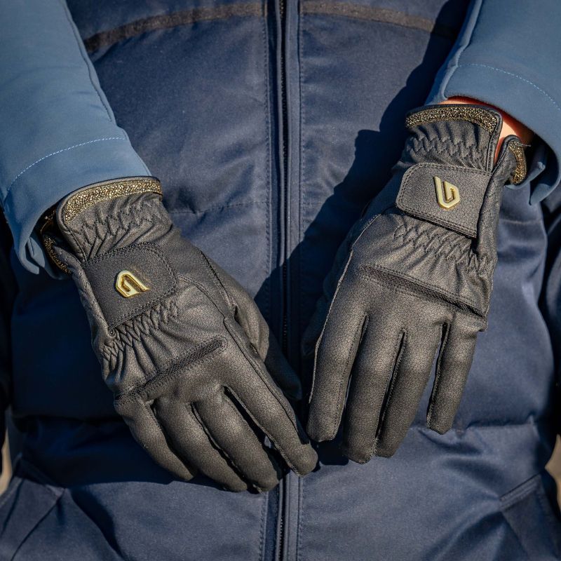 Gants équitation Classic Diamond Glovers noir or - Le Paturon