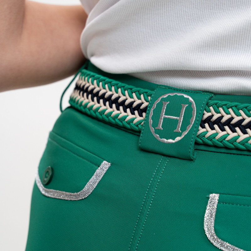 Ceinture équitation élastique Banko Harcour émeraude - Le Paturon