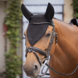 Bonnet anti-mouche anti-bruit cheval long Soundless Paddock Sports Noir - Le Paturon