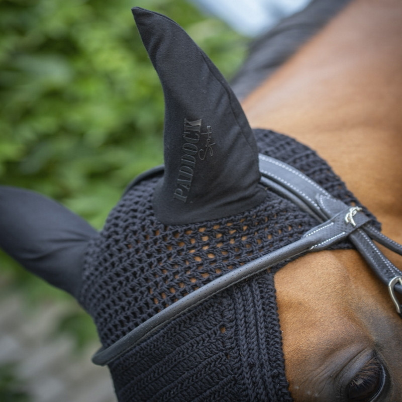 Bonnet anti-mouche cheval long Pro Coton Noir - Paddock Sports