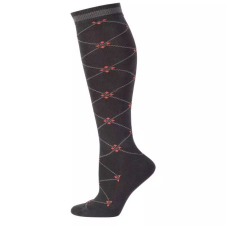 Chaussettes équitation hautes à carreaux Harry's Horse gris orange - Le Paturon