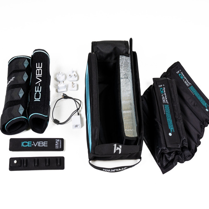 Guêtres cheval thérapeutiques Ice Vibe 2.0 Horseware noir bleu