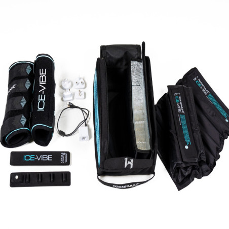 Guêtres cheval thérapeutiques Ice Vibe 2.0 Horseware noir bleu