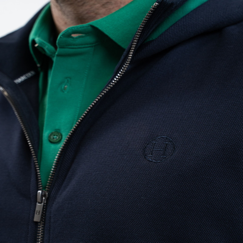 Pull équitation homme Simon zippé Harcour marine - Le Paturon