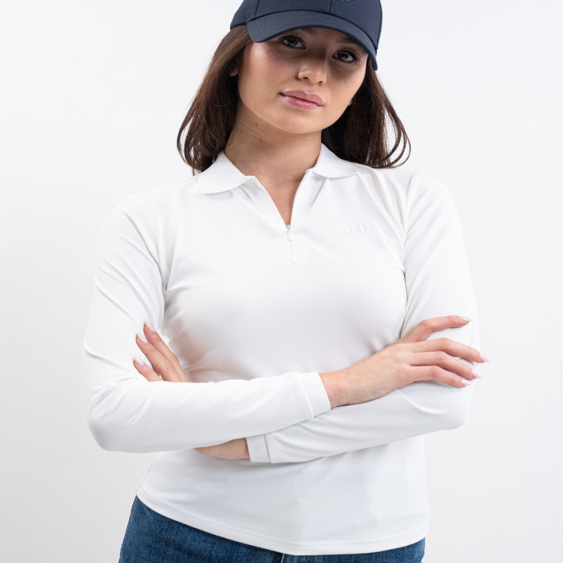 Polo équitation femme Pepite technique Harcour blanc - Le Paturon