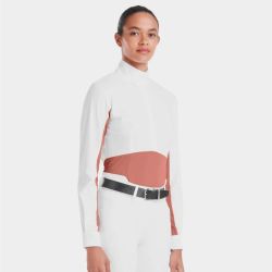 Chemise concours équitation femme Monica manches longues Horse Pilot blanc brique - Le Paturon