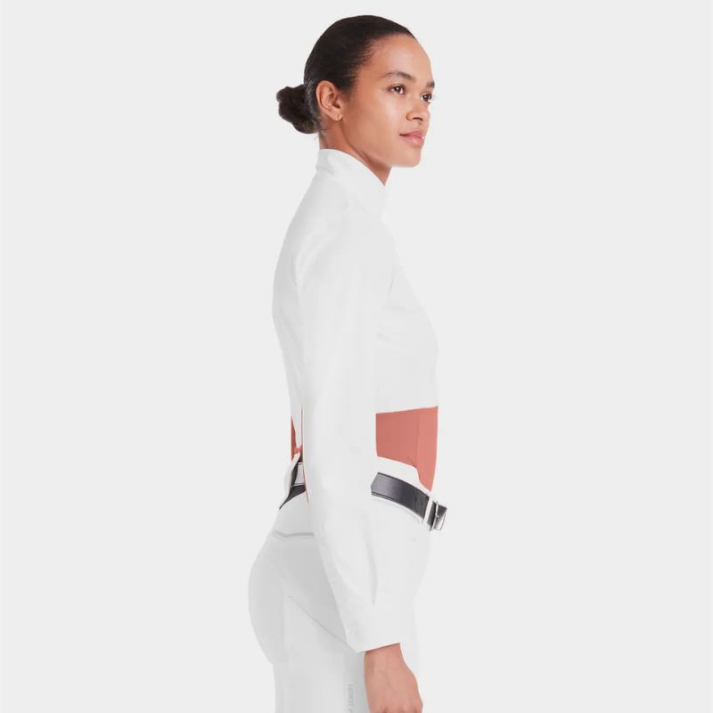 Chemise concours équitation femme Monica manches longues Horse Pilot blanc brique - Le Paturon