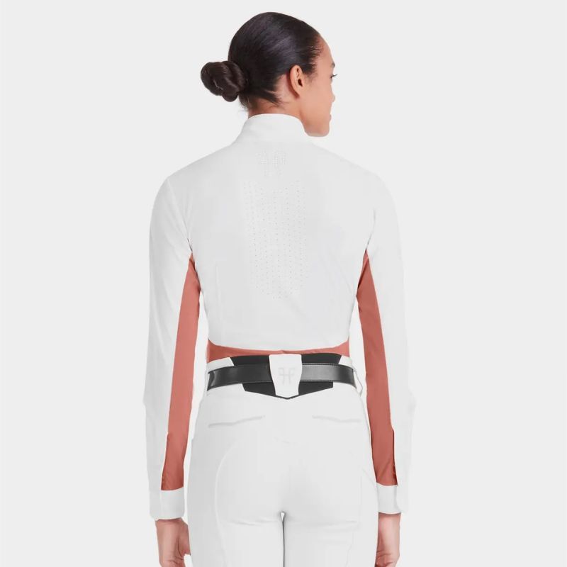 Chemise concours équitation femme Monica manches longues Horse Pilot blanc brique - Le Paturon