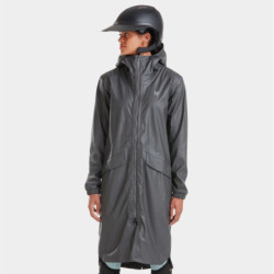 Veste de pluie équitation longue femme Raintech Horse Pilot gris anthracite - Le Paturon