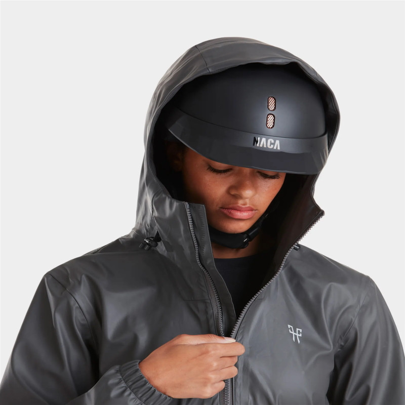 Veste de pluie équitation longue femme Raintech Horse Pilot gris anthracite - Le Paturon