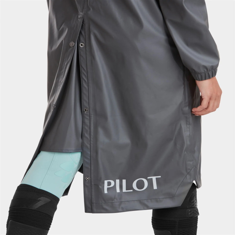 Veste de pluie équitation longue femme Raintech Horse Pilot gris anthracite - Le Paturon